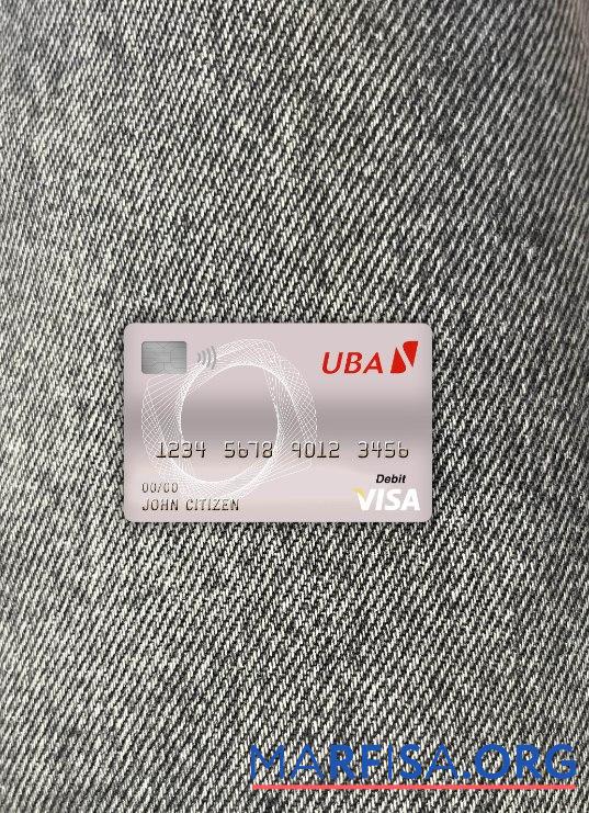 Realistic Cameroon UBA bank visa debit card photolook front real example